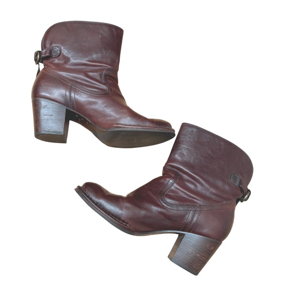 Frye Shoes - Frye Women's Leather Ankle Boots Booties Block Heel Size 9M Brown
